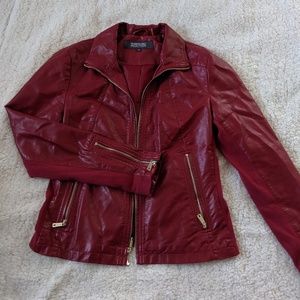 Kenneth Cole Reaction Red Faux Leather Jacket